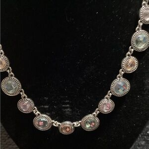 Chic Silver Necklace with Colorful Accents